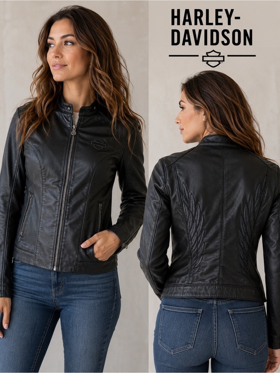 Harley-Davidson Jackets & Blazers - Harley-Davidson Winged Back Coated Jacket Black Women’s M 98402-19VW